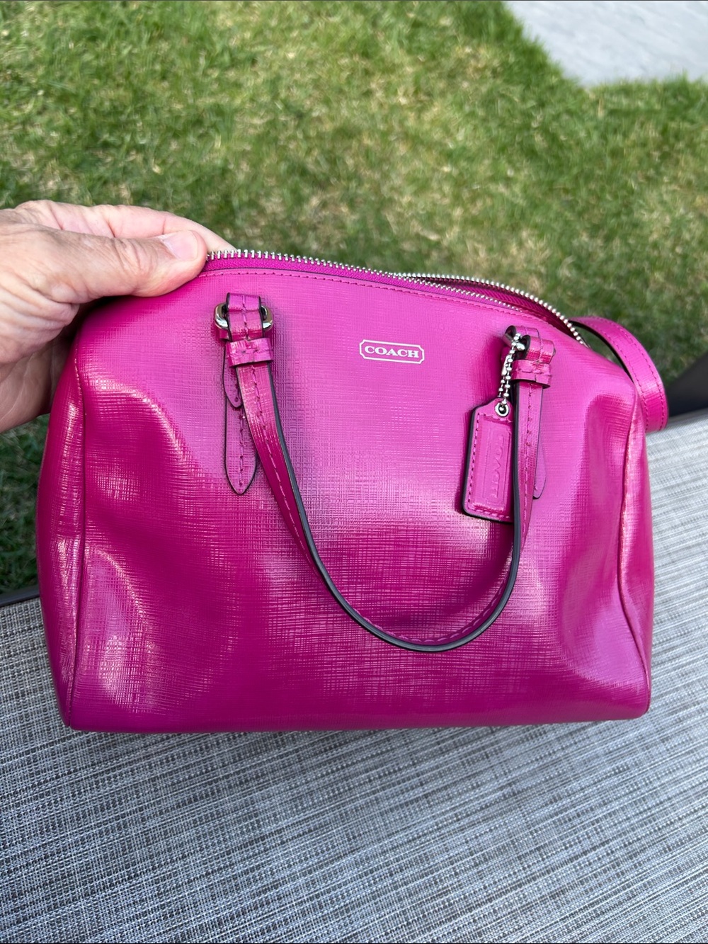 COACH Hot Pink Mini Leather Satchel with Adjustable Crossbody Strap SUPER CUTE!!